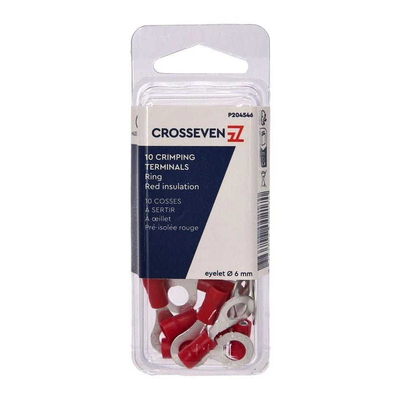Crosseven Isolierte Ringkabelschuhe Rot ø6 mm