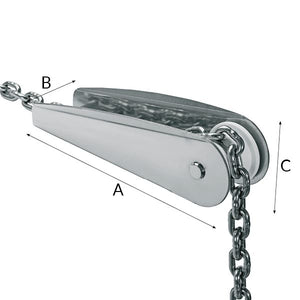 Stainless steel anchor roller AISI 316 for max. 8mm chain