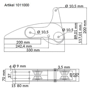1852 Ankerrolle mit Wippe rostfreier Stahl AISI 316