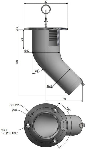 Roca Einfüllstutzen 45° Winkel