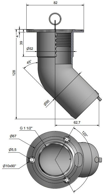Roca Einfüllstutzen 45° Winkel