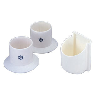 Flaschen-/Dosenhalter zum Anschrauben Kunststoff H=100mm weiss