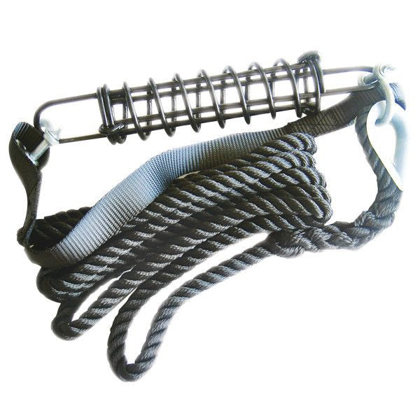 Festmacher 3-flach geschlagenes Tauwerk mit Feder-Zugdämpfer und Sicherheitsleine