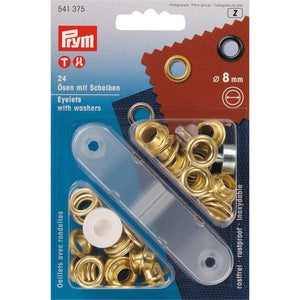 Prym Messingkauschen 8 mm – 24 Stück mit Montagewerkzeug