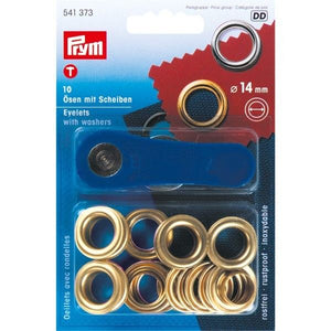 Prym Messingkauschen 14 mm – 10-teiliges Set mit Montagewerkzeug