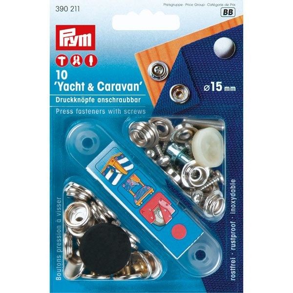 Druckknöpfe mit Schrauben rostfreier Stahl D=15mm 10 Stück mit Werkzeug