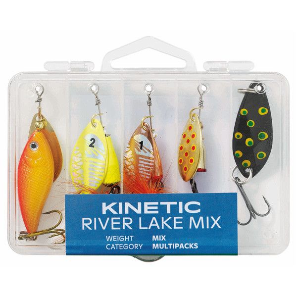 Kinetic Fluss/See Ködermix – vielseitiger Spinner- & Blitz-Set mit 5 Ködern