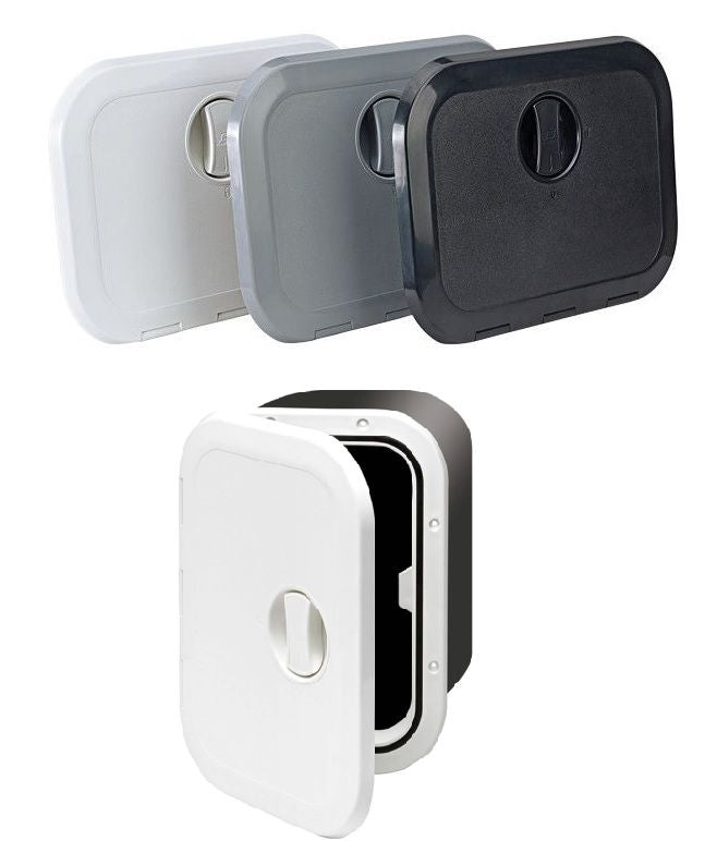 Inspektionsluke mit Staufach aus Kunststoff