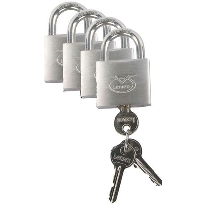 Vorhängeschloss LEMEN Messing 4 Stück gleichschliessend B=30mm mit 3 Schlüsseln