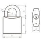 Vorhängeschloss LEMEN Messing 4 Stück gleichschliessend B=50mm mit 3 Schlüsseln