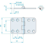 Roca Scharnier rostfreier Stahl 51+51x64mm