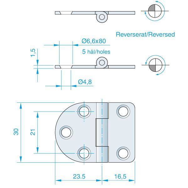 Scharnier rostfrei 40x30mm