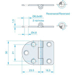 Roca Edelstahl-Scharnier 40 × 30 mm – rostfrei AISI 304