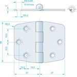 Roca Scharnier aus Edelstahl – 51+51 × 64 mm