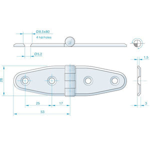 Roca Scharnier rostfreier Stahl 51+51x28mm