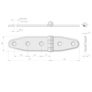 Roca Scharnier rostfreier Stahl 78+51x28mm