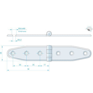 Roca Scharnier rostfreier Stahl 78+78x28mm