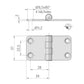Roca Scharnier rostfreier Stahl 34x37mm