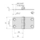 Roca Edelstahl-Scharnier 40 × 30 mm – rostfrei AISI 304
