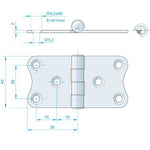Roca Scharnier aus Edelstahl A4 – 24+24 × 40 mm