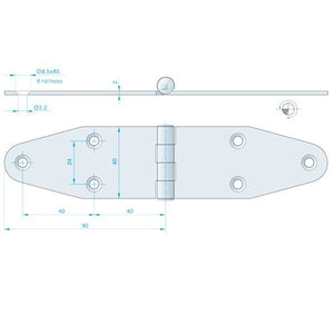Roca Scharnier aus Edelstahl – 51+51 × 64 mm