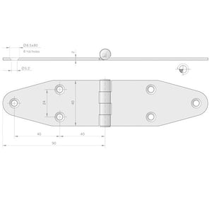 Roca Scharnier rostfreier Stahl 90+90x40mm
