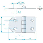 Roca Scharnier aus Edelstahl A4 – 24+24 × 40 mm
