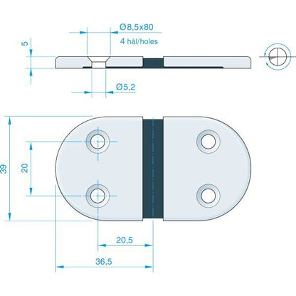 Roca Scharnier rostfreier Stahl-Gummi 36
