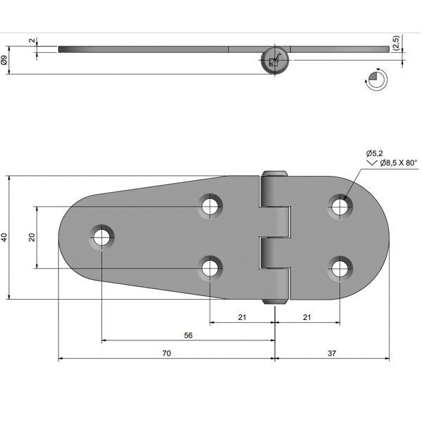 Scharnier Edelstahl 107 x 40mm