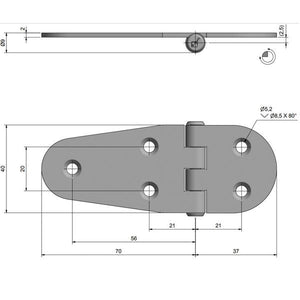 Scharnier Edelstahl 107 x 40mm