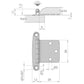 Roca Tür- und Fensterscharnier aus Edelstahl – 12+34 × 38 mm