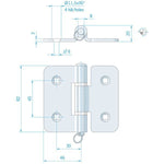 Roca Scharnier rostfreier Stahl 46+46x82mm Achse ziehbar