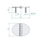 Roca Scharnier rostfreier Stahl oval 67x48mm mit angeschweissten Bolzen M5 L=25mm