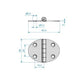 Roca hinge, stainless steel, oval, 32+32x48mm, bottom axle