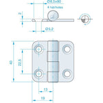 Roca Scharnier aus Edelstahl A4 – 24+24 × 40 mm