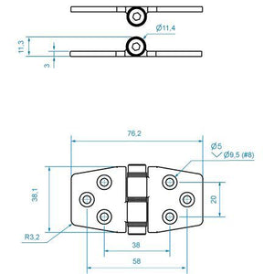 Roca Reibungsscharnier 38x76mm