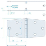 Roca Scharnier Edelstahl – 150 × 75 mm
