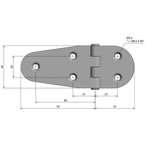 Scharnier Edelstahl 107 x 40mm