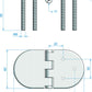 Roca Scharnier rostfreier Stahl oval 55+55x60mm mit angeschweissten Bolzen M6 L=50mm verdeckt