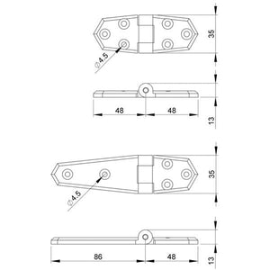 2 Scharniere aus Komposit