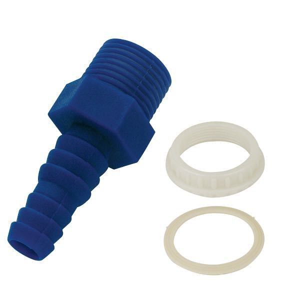Schlauchanschlussstutzen mit Mutter Kunststoff 3/8 für Schlauch ID=10+12mm