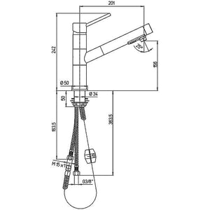 Faucet with mixer tap and extendable hose