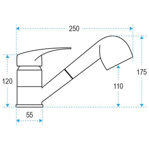 Nuova Rade mixer tap with extendable hose L=150cm