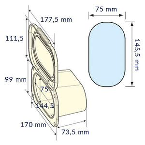 Nuova Rade Cockpitdusche Gehäuse mit Tür B=75mm H=145.5 mit Duschekopf und Schlauch L=3m weiss