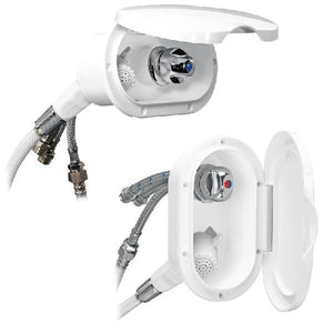 Nuova Rade Cockpitdusche Gehäuse mit Tür B=115mm H=189 mit Duschkopf und Schlauch L=3m weiss
