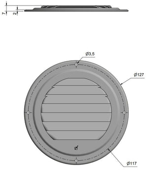 Roca Lüfterblech Messing poliert – rundes Lüftungsblech 125 mm