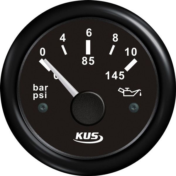 KUS Öldruckanzeige 0–10 bar – Rundinstrument für 12 V / 24 V Bordnetz