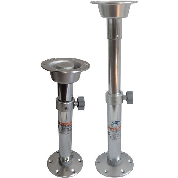 ESM Teleskop-Tischstütze D=50/60mm Aluminium L=500-700mm mit Beschlag für Tischplatte und Basis D=178mm H=14mm