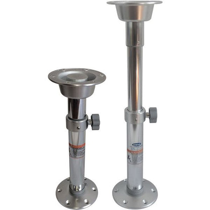 ESM Teleskop-Tischstütze D=50/60mm Aluminium L=500-700mm mit Beschlag für Tischplatte und Basis D=178mm H=14mm