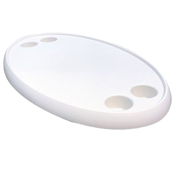 Tischplatte ABS weiss L=77cm B=46cm mit Halter für 4 Becher/Flaschen